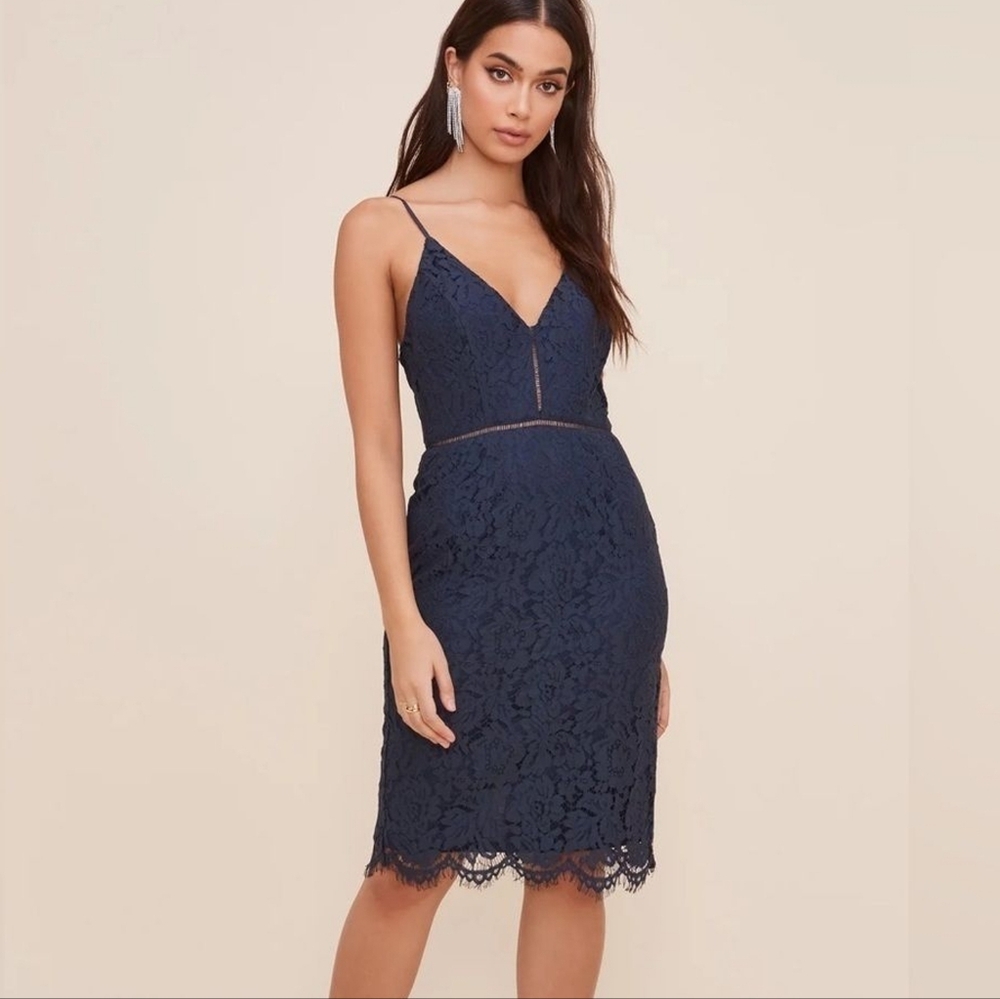 Astr Navy Blue Lace Dress Sz. L
